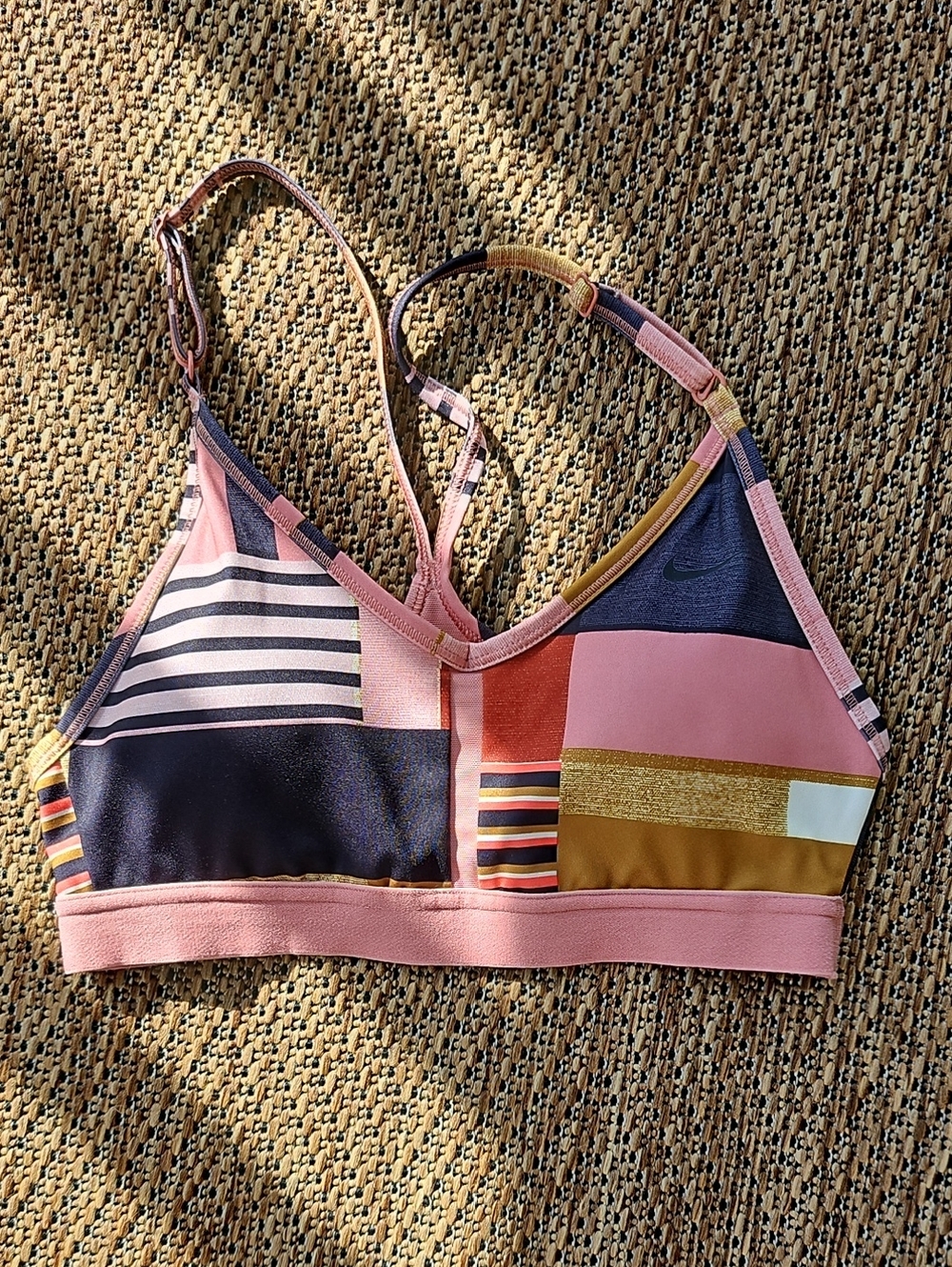 Nike Multi-Color Geometric Pink Sports Bra